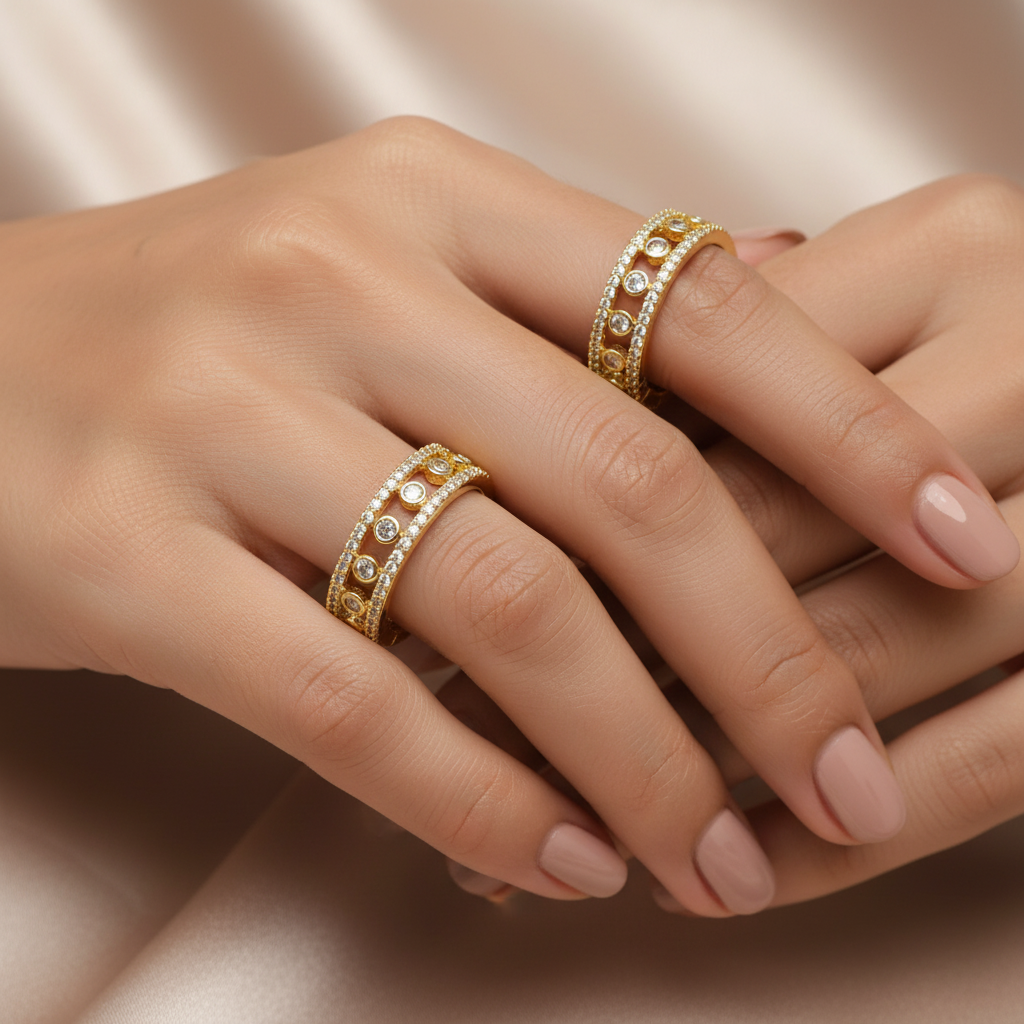 Anillos de Acero Inoxidable Bañados en Oro 24K – Diseños Modernos y Brillantes