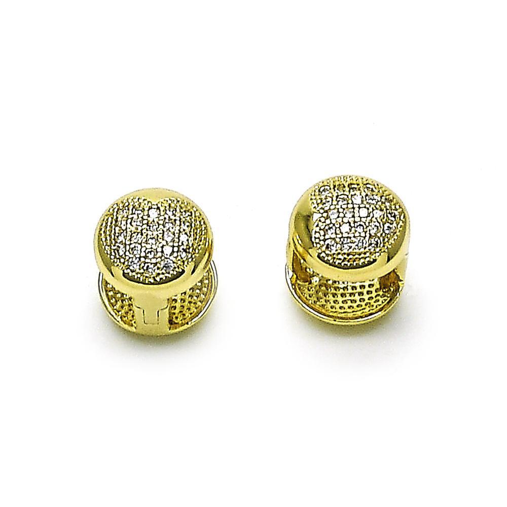 Aretes Redondos Luxury Micro Pave en Acero Inoxidable con Baño de Oro 24K