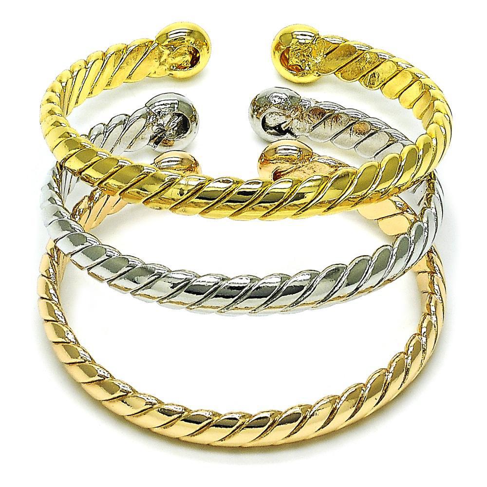 Pulsera Trenzada Ajustable en Acero Inoxidable Oro 24K y Plata