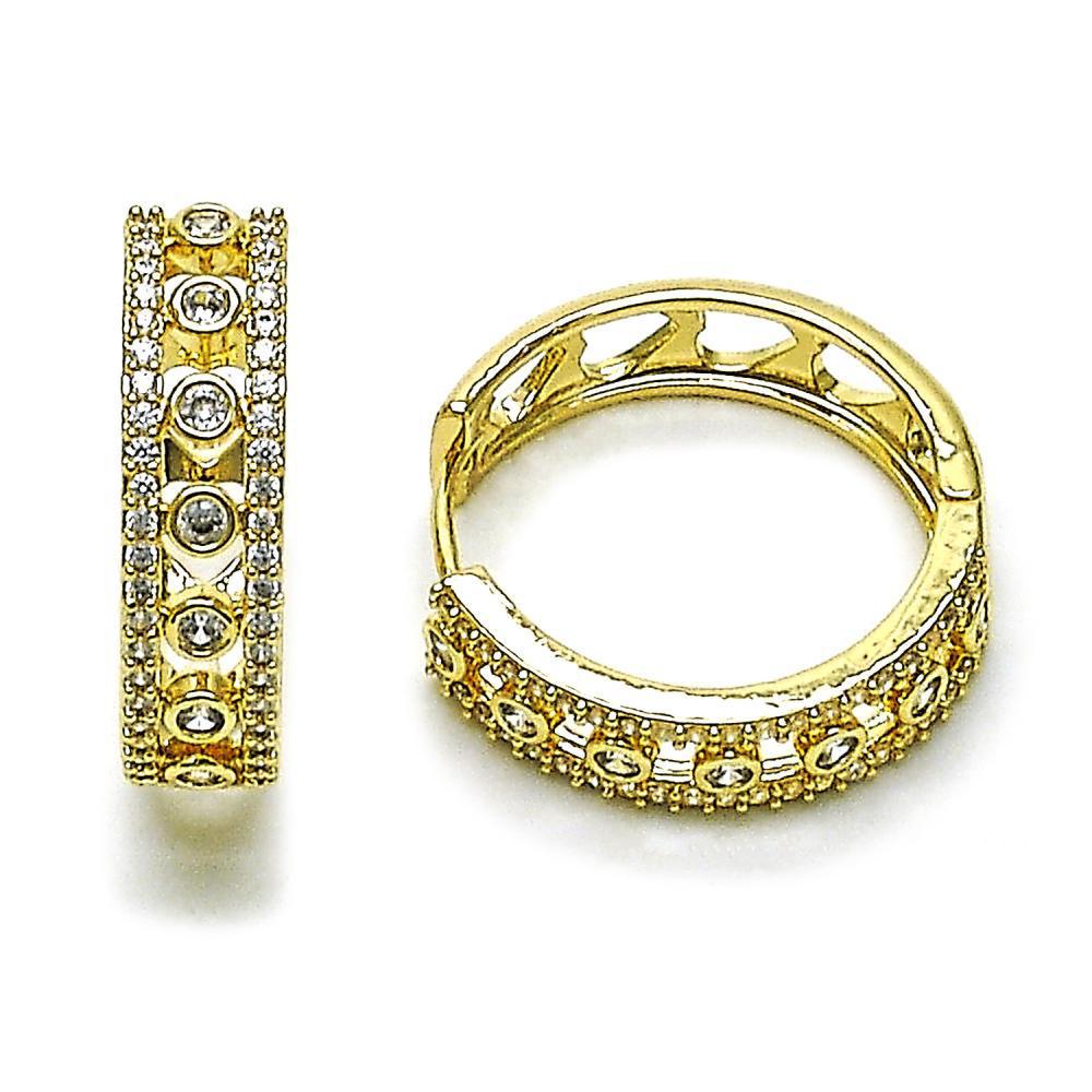 Aretes Aro Elegance con Circonias Engastadas en Acero Inoxidable Oro 24K